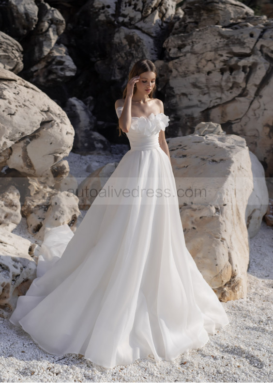 Off Shoulder Ivory Organza Stunning Wedding Dress Off Shoulder Ivory Organza Stunning Wedding Dress